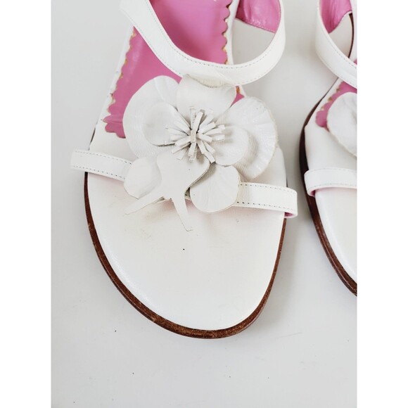 Lilly Pulitzer White Leather Flower Kitten Heel Sandals Size 8.5 - Picture 8 of 11